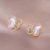 Brincos Femininos Agulha de Prata S925 Estilo Japonês-Coreano Novo Estilo Mori Borboleta Doce Concha Estilo Coreano Moda Meninas Brincos Ins