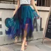 Falda de Malla Patchwork Nueva Estilo Resort Europeo y Americano para Mujer Primavera y Verano 2026 Cintura Alta Adelgazante Super Hada Irregular