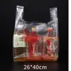 Alça de nó chinês sacola de embalagem descartável para viagem sacola de compras sacola de comida saco plástico tipo colete transparente comercial e doméstico