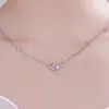 Tiktok Live Mais Vendido Colar Companheiro de Diamante Branco e Diamante Rosa Corrente da Clavícula Presente Qixi Joias Simples de Alto Padrão Atacado