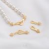 Ouro 14K Cor de Bolso Retentora Zircônio Gancho Fivela Dupla Trevo de Quatro Folhas Fivela de Pérola DIY Colar Pulseira Fivela de Joia Fivela de Conexão