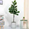 Planta Artificial Estilo Nórdico Ficus Lyrata com Borda Branca Planta Artificial Verde para Exibição de Chão em Casa, Pátio Planta Falsa