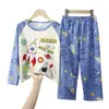 Pijamas infantis do Sudeste Asiático Primavera e Outono manga comprida fino meninos e meninas Crianças médias e grandes verão ar condicionado roupa de casa atacado