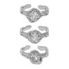 Anillo abierto de plata de ley S925 para mujer, estilo coreano, diseño de nicho con microincrustaciones irregulares de circonitas.