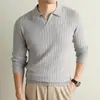 Suéter Masculino Estilo Old Money Gola Gaivota Outono/Inverno 2026 Novo Casual de Negócios Cor Sólida Camada Base Espessada Malharia Masculina