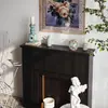 Gabinete Decorativo de Chimenea Negro Vintage Estilo Francés para Sala de Estar, Estante de Entrada Electrónico con Llama Simulada Estilo Europeo y Americano