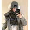 Bufanda de Lana Tejida con Bloques de Color Estilo Coreano con Lazo para Mujer, Temporada de Otoño e Invierno, Calentador de Cuello Cálido y Moderno