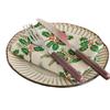 Yimanqiyun Tela de Servilleta Navideña Estilo Pastoral Francés Estampado de Hoja de Arce Verde Vajilla Servilleta de Mesa Cuadrada