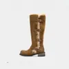 Botas rusas estilo Moscú, botas de nieve de caña alta para mujer, forradas de polar y cálidas, nueva colección de invierno, zapatos de algodón esponjoso para mujer