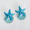 Pendientes de Estrella de Mar y Concha de Perla Artificial de Nuevo Estilo Transfronterizos para Mujer, Pendientes de Nicho de Lujo de Alta Gama, Elegantes y de Moda Accesorios para Orejas para Mujer