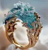 Europa y los Estados Unidos nueva joyería transfronteriza moda creativa cielo azul ola resina decoración collar ola Joker anillo