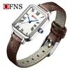 Reloj de Plato Cuadrado Pequeño Retro Ofns Elegante Estudiante Nicho Reloj con Correa de Gama Alta Reloj de Cuarzo Casual para Mujer