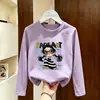 Linda camiseta de manga larga para niñas, nueva de 2026, elegante y dulce para primavera y otoño, top de algodón puro estilo coreano para niños