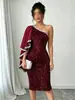 Vestido de noche elegante para mujer, de alta gama, con lentejuelas de gasa, estilo europeo y americano, transfronterizo para Amazon, de cintura media, con escote en V profundo, 2026