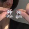 Zhao Lusi Li Yitong Mesmo Estilo Duplo Amor Zircon Brincos Luz Luxo S925 Agulha de Prata Simples Brincos Doces Suaves para Mulheres