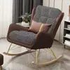Sillón mecedor individual de lujo ligero con estampado de pata de gallo para balcón de casa, silla sofá perezoso, mecedora de madera maciza con reposapiés