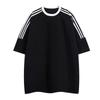 Camiseta de Manga Corta para Hombre con Tres Rayas, Camisa Publicitaria Versátil de Algodón Puro Resistente para Verano, Ropa de Media Manga Personalizable con Logo