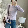 Camiseta elástica de manga larga tipo mousse adelgazante y amigable con la piel, top de capa base, nueva ropa casual para mujer con cuello redondo otoño 2026