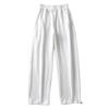 2323 Outono e Inverno Novo Calça de Moletom Esportiva Acolchoada Espessa Feminina Cintura Alta Cordão Costura Central Design Solto Calça de Perna Larga