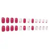 Modelo de Comercio Exterior Más Vendido: Uñas Postizas para Arte de Uñas de 24 Piezas en Rojo Rosado, Forma de Corazón, Estilo Dulce y Fresco, Rectangulares de Longitud Media al por Mayor