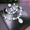 Conjunto Grande de Joyería de Calcedonia Natural con Incrustaciones de Estilo de Tendencia Nacional de Lujo: Collares, Pulseras, Anillos y Pendientes de Calcedonia Multicolor Tipo Hielo