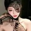 Faixa de cabeça com véu de renda preto de meia-face, acessório de fantasia de Halloween, adereço de cosplay para festa, estilo Y2K, cria um visual cool e ousado