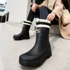 Botas de Lluvia para Mujer 2026 Modelo Nuevo de Tacón Alto Moda Versátiles Impermeables Antideslizantes Botas de Lluvia para Exteriores Senderismo Camping Zapatos de Agua Tendencia