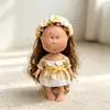 Roupas para Boneca Batata Mia Espanhola 30cm Vestido Floral Amarelo e Branco 20cm Substituição para Estilo Fresco de Verão