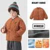 Abrigo de invierno acolchado de algodón para niños estilo europeo derecho, prenda exterior de bebé forrada de polar, top de invierno engrosado para niños, ropa para niños, ropa de invierno