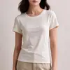 Camiseta de Tencel Lenzing Modal, cuello redondo para mujer, manga corta, versátil para el verano, corte ajustado, transpirable, fresca, top de color liso