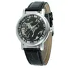 Reloj Forsining Dragón para Hombre Moda Casual Hueco Patrón de Dragón Mecánico Manual Reloj al por Mayor Caja Plateada Esfera Negra