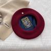 Boina de lana retro de diseñador de calidad, todo partido, para mujer, otoño e invierno, que estiliza el rostro, gorro de pintor pequeño, forro, máquina cuidadosa