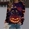 2022 nova série engraçada de Halloween cor combinando Amazon popular feminina estampada de manga comprida fábrica de camisetas atacado