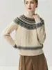 Suéter de Cachemir Tejido Jacquard Fair Isle Grueso Estilo Nuevo Cuello Redondo Elegante Versátil