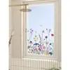 Pegatina de Vidrio Esmerilado Floral Fresco para Ventana de Baño Ventana Saliente Pegatina Decorativa Electrostática Sin Pegamento Calcomanía para Ventana