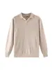 Suéter tipo polo estilo old money para hombre, tejido de gofre, manga larga, casual, versátil