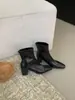 Botas Martin marrones de tacón alto y punta cuadrada para mujer, nuevas botas sencillas para primavera y otoño 2026 para combinar con faldas, botines de estilo francés