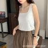 Colete de Seda de Gelo com Gola Quadrada Feminino Versátil Top Slim Alça com Bojo Camiseta Base Estilo ins Costas Bonitas Roupa Íntima