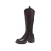 First Encounter Temporada 2026 Otoño/Invierno Botas Nuevas para Mujer Tacón Grueso Botas Adelgazantes Caña Alta Suela Gruesa Botas Rider Petite