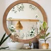 Pegatinas sencillas, coloridas y de estilo fresco con plantas verdes, hojas, flores y pájaros, diseñadas para decorar armarios, espejos y otros muebles del hogar.. Autoadhesivo