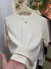 Nueva camiseta elegante de cuello alto medio y manga de cinco cuartos para mujer, colección de verano 2026, versátil y favorecedora, top de manga media a la moda