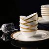 Vajilla de porcelana Jingdezhen con borde dorado y flor, cuenco, plato, combinación de cerámica, regalo, logotipo personalizado