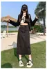 Saia Midi Jeans de Cintura Alta com Fenda Feminina Nova Verão 2025 Pequena Linha A Saia do Meio Saia Longa Retrô Tubinho