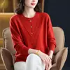 Suéter tejido de manga larga elegante y nuevo para el invierno 2026 para mujeres de mediana edad y mayores, de corte holgado, elegante y rejuvenecedor