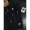 Pantalones vaqueros de lujo estilo americano con bordado de punto de cruz, desgastados, con parches de cuero, versátiles, de corte slim, para uso casual de alta calle, largos