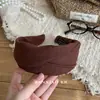 Faixa de Cabeça Larga de Tecido Estilo Coreano para Mulheres, Toque de Luxo para Outono e Inverno, Faixa de Cabeça com Coroa Alta, Volumizadora, Acessório de Cabelo Versátil