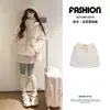 Falda de Lana de Cordero Blanca para Mujer, Nueva Otoño/Invierno 2025 de Cintura Alta Adelgazante Engrosada de Línea A Bodycon Corta