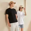 Camiseta 230G peso pesado 7A antibacteriana masculina manga curta 100% algodão gola redonda solta cor sólida base branca feminina meia-manga verão