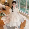 Vestido Cheongsam de Encaje de Malla con Lentejuelas Retro de Verano para Niña 2026 Nuevo Estilo Dulce y Elegante Vestido para Niñas Pequeñas