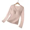 Conjunto Original 8667 de Camada Base Quente com Gola V de Renda, Manga Longa, com Bojos no Peito, Forrado com Fleece, Não Precisa de Sutiã